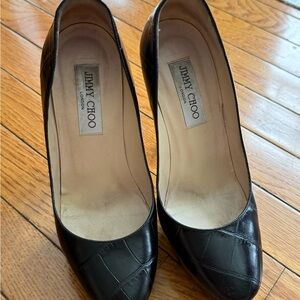 Jimmy Choo Black Heels with Textured Leather
